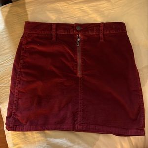 Madewell maroon velvet denim skirt